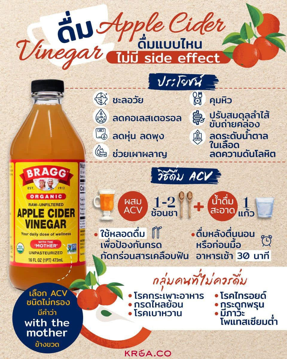 แอปเปิ้ลไซเดอร์วินีการ์ (Apple Cider Vinegar, ACV