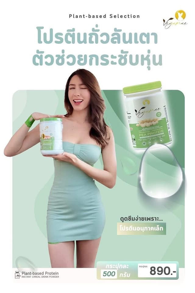 โปรตีนเวกาเม่ Vegamae เวกาเม่ โปรตีนพืชถั่วลันเตาสีทองไม่ผสมถั่วเหลือง มีพรีไบโอและโพรไบโอไฟเบอร์ช่วยการขับถ่าย